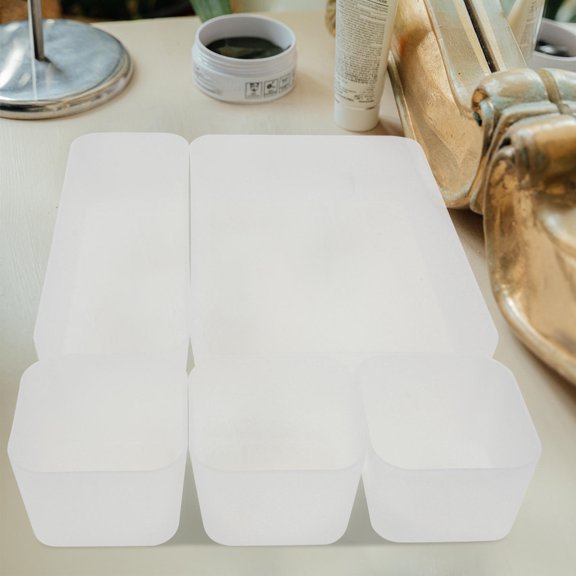 NICERIO Makeup Drawers Drawer Organizer Boxes Abs White 1 Set