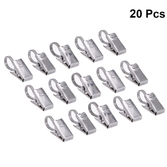 NICERIO Satin Nickel Curtain Clips, 20 Pieces - Drapery Hooks for Window Curtains and Drapes