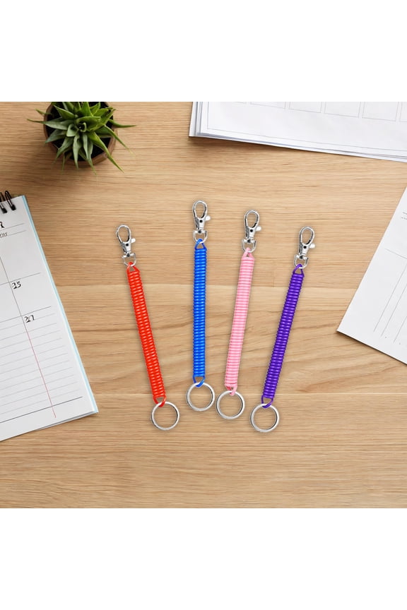 20Pcs Coil Wrist Keychain Bulk Plastic High Elasticity Key Chains for Daily Use