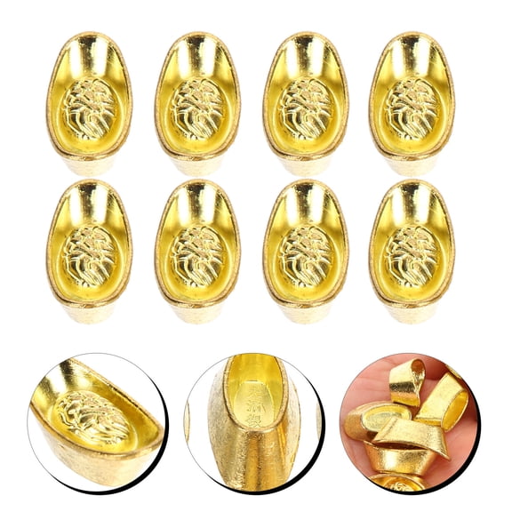 NICERIO 20Pcs Plated Gold Ingot Adornment Decorative Craft for Office Living Room Table