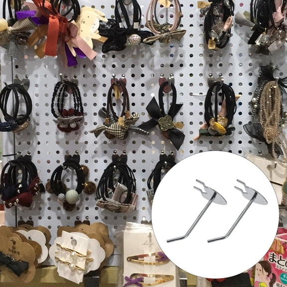 NICERIO 20Pcs Plated Silver Display Prop Hooks Pegboard Hooks for Shop Cabinets and Exhibition Racks