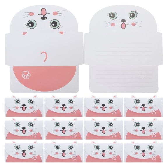 NICERIO 20pcs Blank Note Cards Pink Paper Animal Design For Kids Birthday Party And Special Occasions