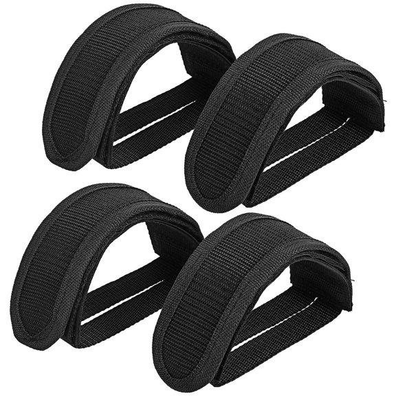 NICERIO 2Pcs Adjustable Bike Toe Straps Black Polyester with Universal Fit for Road and Mountain Bikes