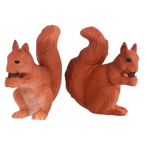 NICERIO 2-Pack Brown Artificial Squirrel Figurines Decorative Animal Desktop Display