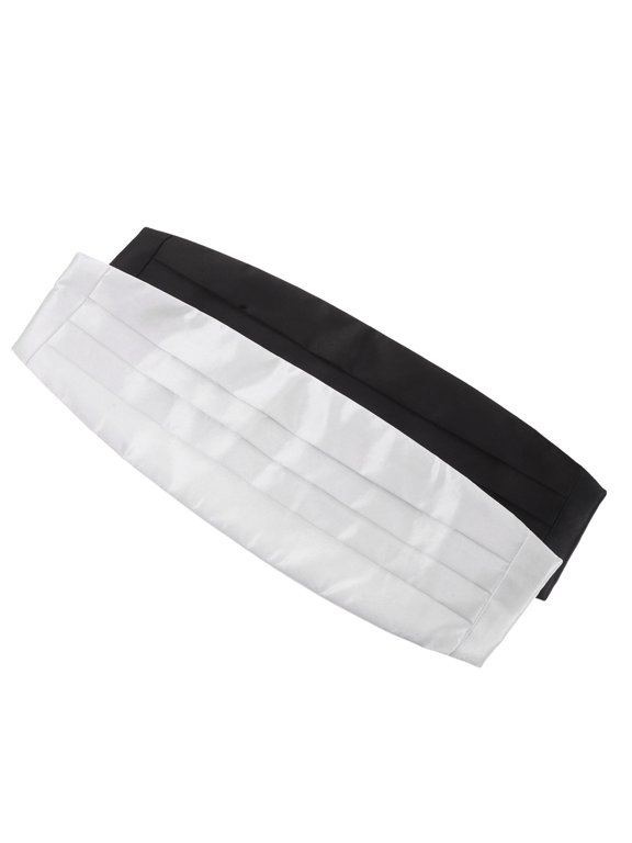 2Pcs Black Cummerbund with Adjustable Elastic Strap for Formal Event Accessory and Spring Wedding Attire