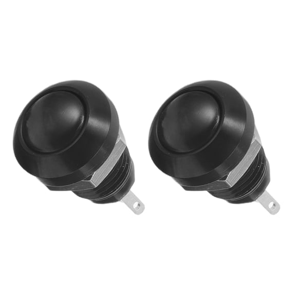 NICERIO 2Pcs Black Momentary Push Button Switch for Car Dashboard Alloy Body High Precision Control