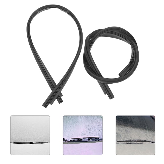 NICERIO 2Pcs Black Plastic Windshield Wiper Blade Refills Compatible with Various Car Models Durable and Reliable