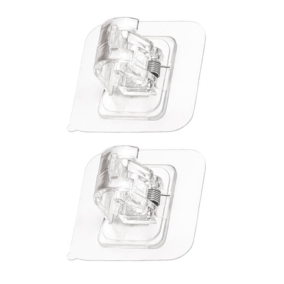NICERIO 2Pcs Home Curtain Rod Clips with ABS Spring Lock Transparent and Easy Installation