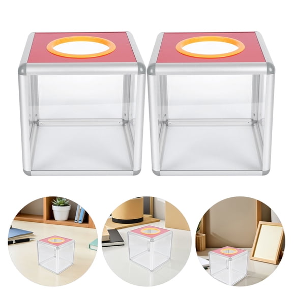 NICERIO 2Pcs Clear Raffle Box with Slot and Large Round Opening for Ticket Collection
