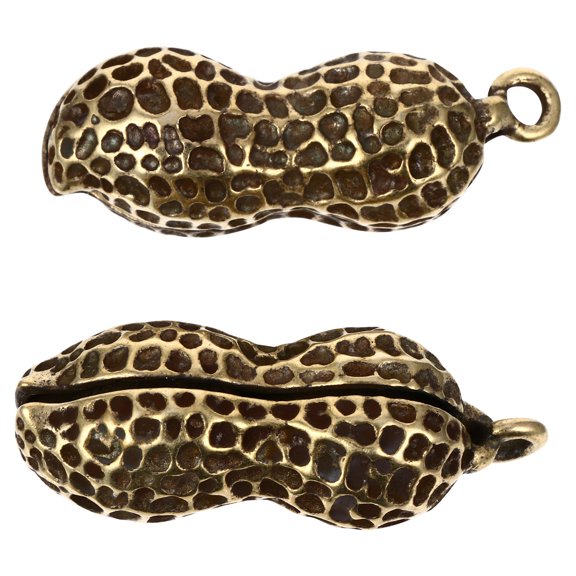 NICERIO 2Pcs Creative Brass Key Ring Pendant Peanut Charm for Car Key Chain Decoration