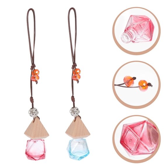 NICERIO 2Pcs Decorative Car Hanging Perfume Bottles Glass Scent Diffuser Pendant for Interior