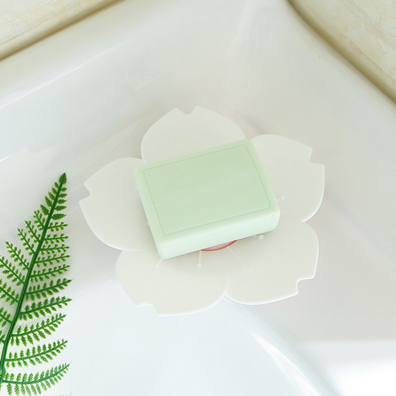 NICERIO 2Pcs Detachable Draining Soap Dish White Plastic Cherry Blossom Shape Soap Holder for Kitchen