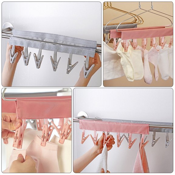 NICERIO 2Pcs Folding Cloth Hanger Clips Portable Laundry Clips with Strong Grip for Home Use