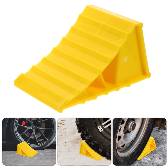 NICERIO 2Pcs Heavy Duty Yellow Wheel Blocks for Car and Trailer Parking Prevent Vehicle Movement