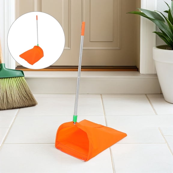 NICERIO 2Pcs Orange Heavy Duty Yard Dustpans with Dual Upright Design for Efficient Leaf and Debris Collection