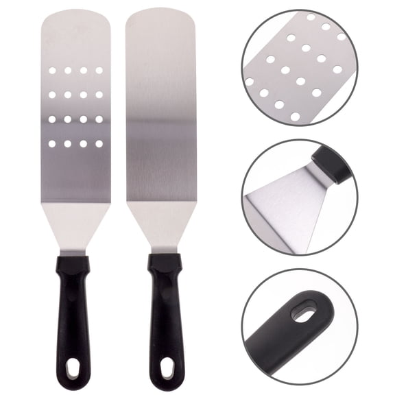 NICERIO 2Pcs Plated Silver Griddle Spatula and Pancake Flipper Set Stainless Steel Durable Kitchen Utensils