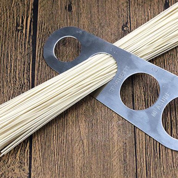 NICERIO Set of 2 Plated Noodle Measuring Rulers with 4 Portion Holes, -Resistant Stainless Steel Kitchen Tool