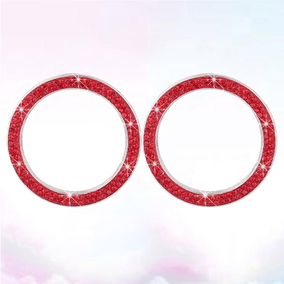 NICERIO 2Pcs Red Car Engine Ring with Crystal Bling Rhinestone for Car Ignition Button