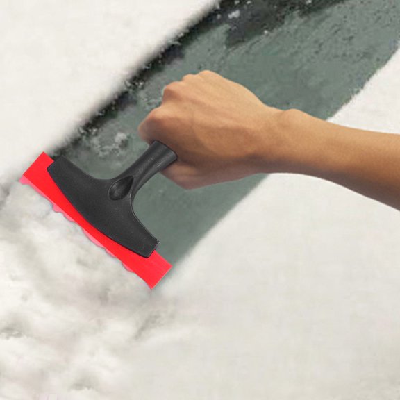 NICERIO 2Pcs Red Rubber Snow Scraper for Car with Curved Design Non Slip Handle