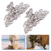 NICERIO 2Pcs Rhinestone Hair Claw Clips Vintage Style Assorted Colors Hair Jaw Barrette