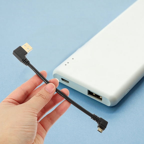 NICERIO Right Angle Micro USB Cable, Black, 90 Degree, for Phone, Durable and Efficient Data Transfer