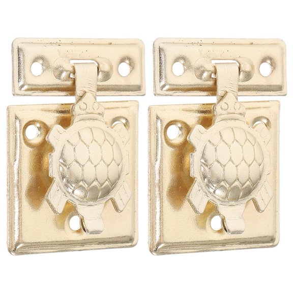 NICERIO 2Pcs Heavy Duty Golden Lockable Hinges Robust Iron Sheet Latch for Cabinet Doors