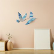 NICERIO 2Pcs Rustic Wooden Seagull Wall Ornaments Blue White Coastal Wall Decor for Home
