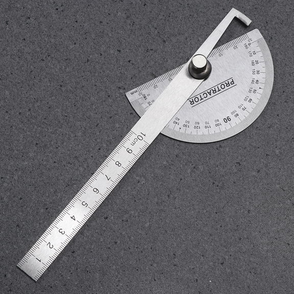 NICERIO 2Pcs Stainless Steel Protractor White Round Head Angle Finder with Smooth Surface for Measuring Use