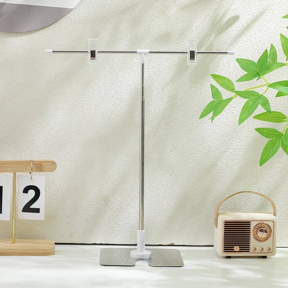 NICERIO 2-Pack White Trade Show Display Stands with Adjustable Metal Sign Holders for Indoor Banner Presentations