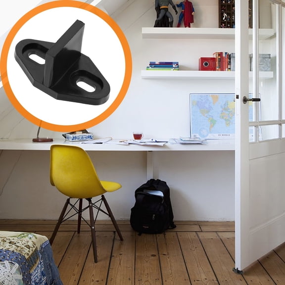 NICERIO 2Sets Heavy Duty Black Sliding Barn Door Floor Guides Quiet Closet Door Stoppers