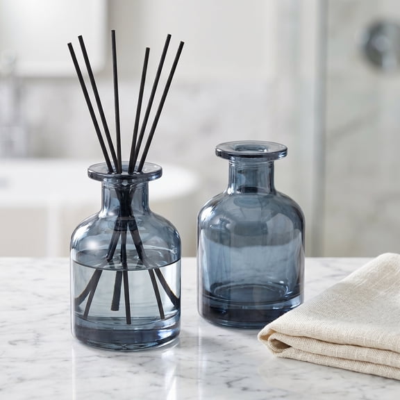 NICERIO 2pcs Blue Glass Reed Diffuser Bottle 150ml for Essential Oils