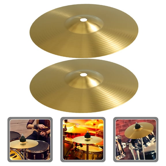 NICERIO 2pcs Jazz Cymbal Set Brass Golden Round Music Production Musical Performances