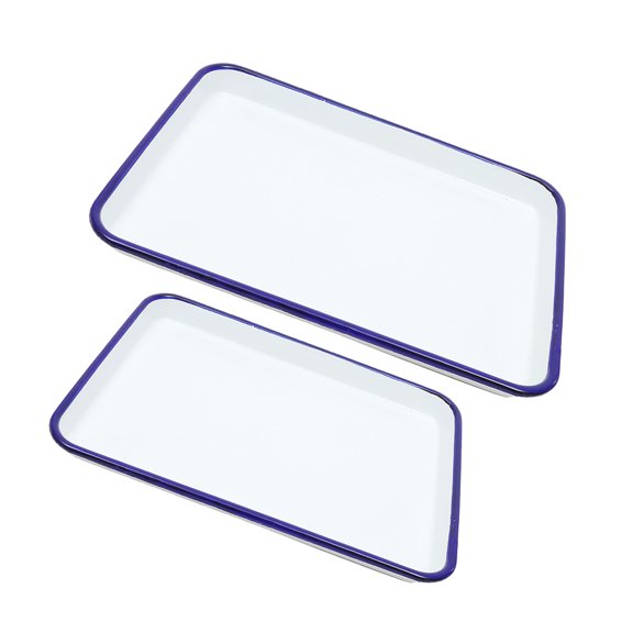 NICERIO 2pcs Non-Stick Baking Tray Enamel Rectangle For Professional Chefs Cooking