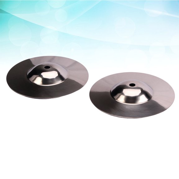 NICERIO 2Pcs Crash Cymbal Drum Accessories Plated Silver Metal Cymbal for Rich Vibrato Sound