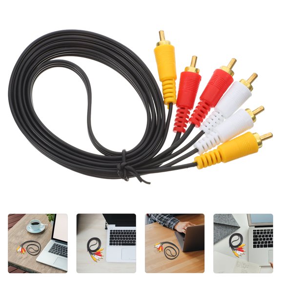 NICERIO 3Pair Av Audio Line with 3 Lotus Head Connectors Plated Gold Plated 35Mm Plug Soft PVC Cable