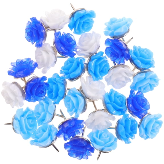 NICERIO 30Pcs Small Blue Pushpins Convenient Thumb Tacks for Home Use and Decoration