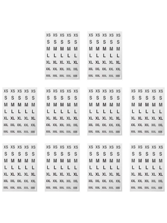 350Pcs Self Adhesive Size Stickers Black Round Labels for Apparel and T-Shirts