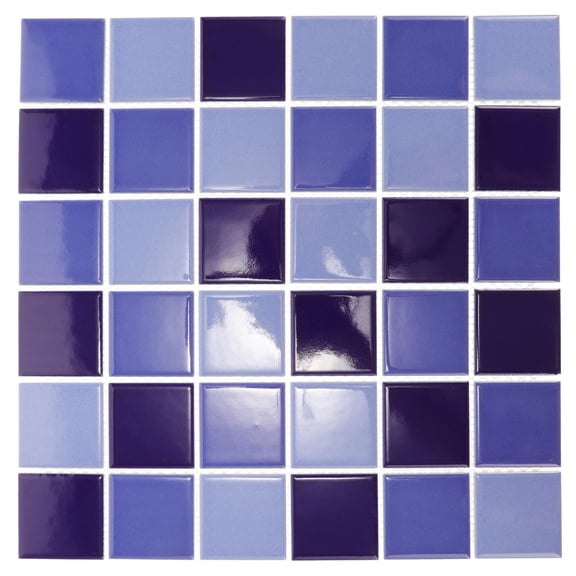NICERIO 36Pcs Blue Ceramic Decorative Tiles for Kitchen Bathroom and Pool Surfaces