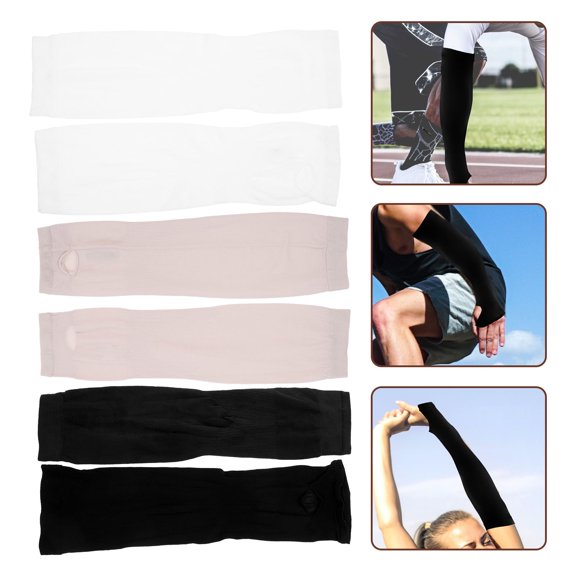 NICERIO 3Pairs Sun Arm Sleeves with Elastic Band for Maximum Movement and Full Hand Coverage