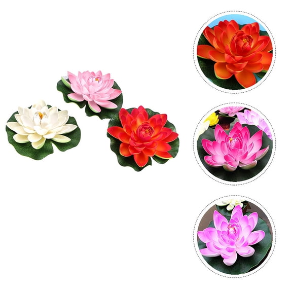 NICERIO 3Pcs Decorative Lotus Artificial Flower for Fish Tank Aquarium Vivid Lotus Ornament