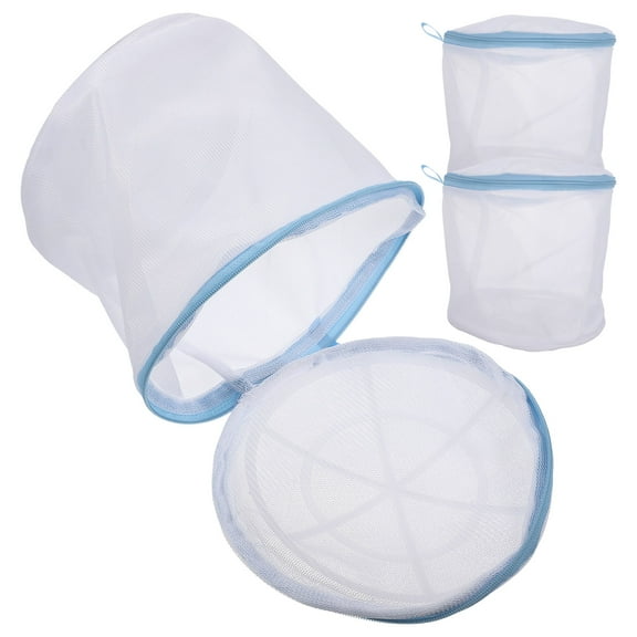 NICERIO 3Pcs Sock Laundry Bags for Washing Machine Blue Mesh Laundry Bags for Delicates