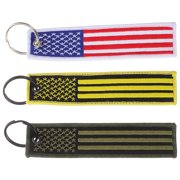 NICERIO 3-Pack USA Flag Keychains with Detailed Embroidery, Wallet and Purse Bag Accessories