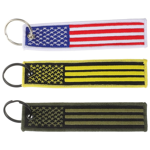 NICERIO 3Pcs Usa Flag Keychains with Detailed Embroidery for Wallet Purse Bag Accessories