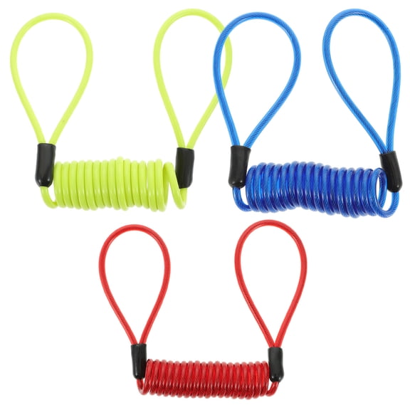 NICERIO 3Pcs Bike Disc Lock Cable Reminder Rope with Double Loop and Plastic Coating