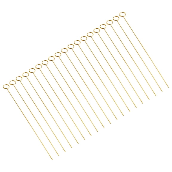 NICERIO 40Pcs Plated Gold Metal Picture Holder Sticks with Round Ring Design for Wedding and Floral Use
