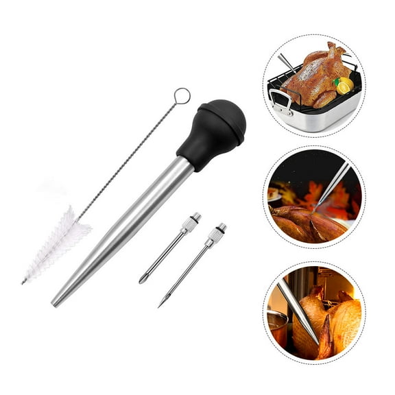 NICERIO Turkey Injector Bbq Sauce Marinade Tool, 304 Stainless Steel, Kitchen Use, Black