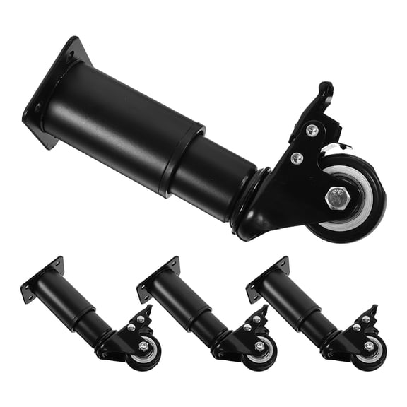 NICERIO 4Pcs Black Adjustable Metal Table Legs with Rotating Caster Wheels for Easy Movement