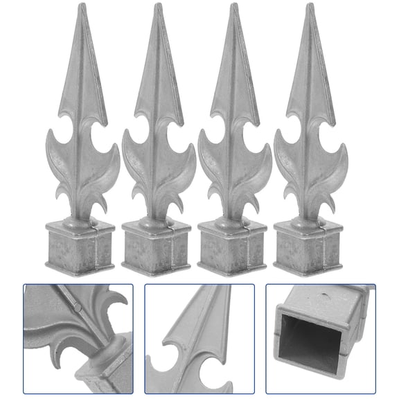 NICERIO 4Pcs Cast Aluminum Dark Grey Fence Finials Decorative Metal Post Tops for Lawn