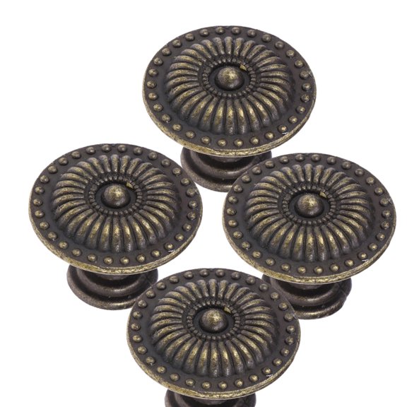 NICERIO 4Pcs Coffee Bronze Cupboard Pull Knobs Zinc Alloy Hardware for Cabinets
