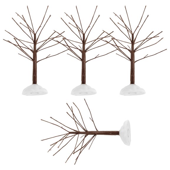NICERIO 4Pcs Creative Wire Twig Trees with Snow for Festive Home and Office Decor